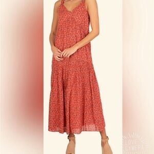 Joie Orange Pleated Maxi Sundress